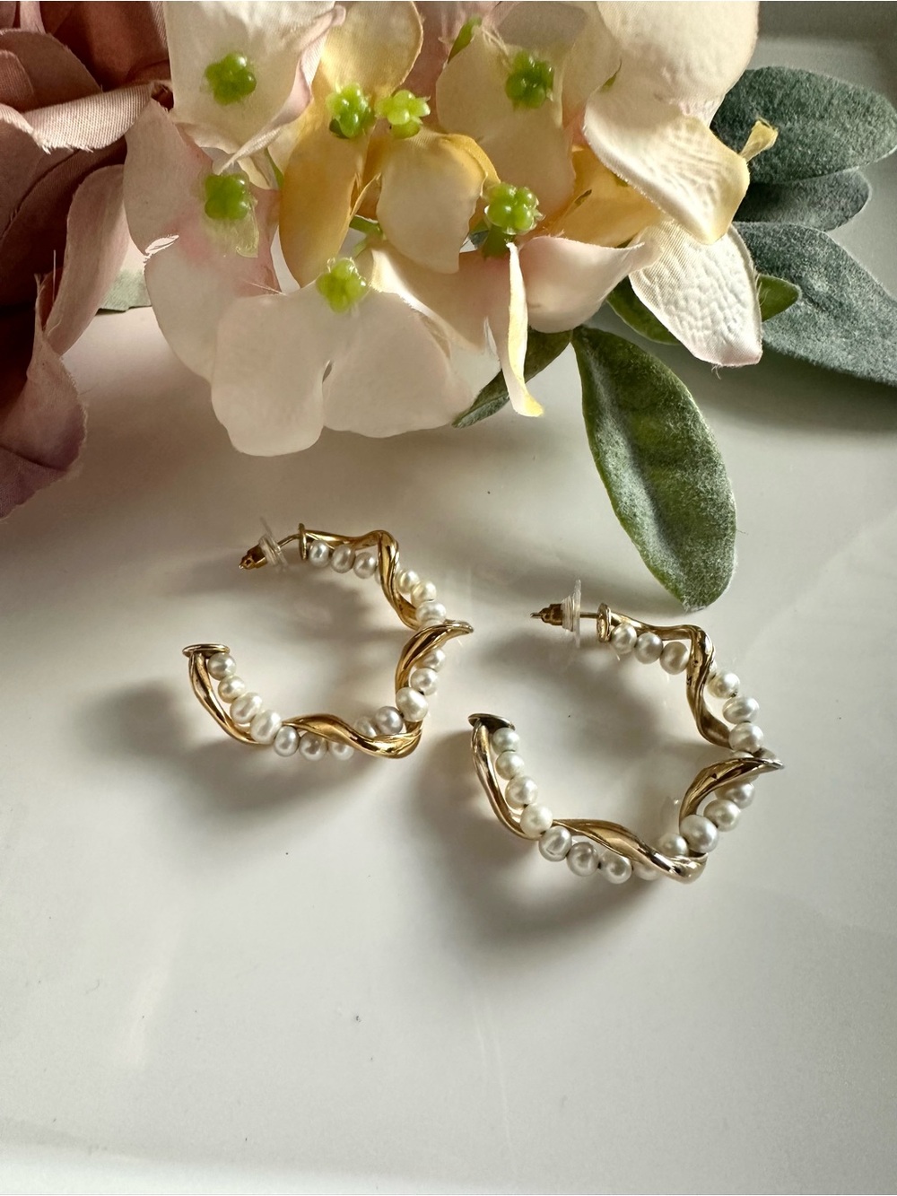 Missoma Gold Pearl Hoop Earrings